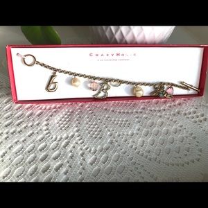 Crazy horse charm bracelet with initial B